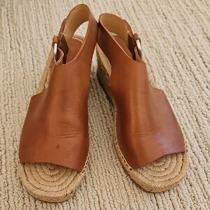 Rag & Bone Calla Tan Leather Espadrille Wedge Sandals